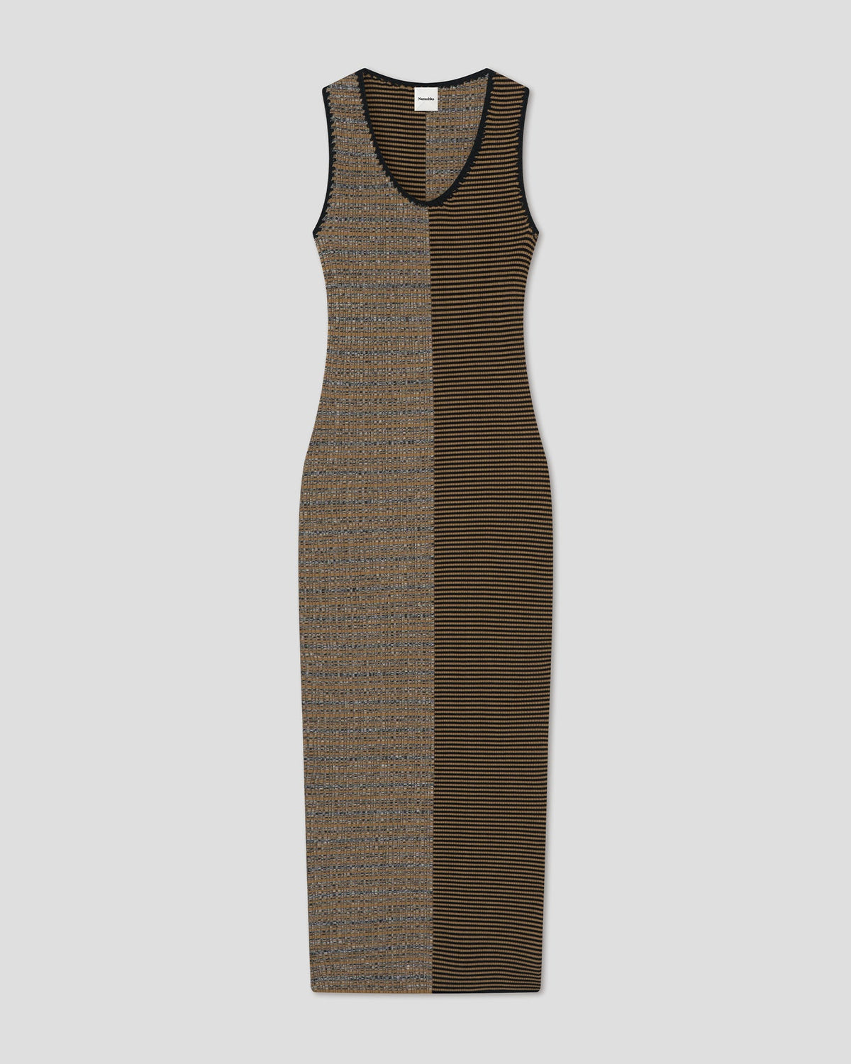 Amparo Midi dress - Curry Stripe/ Spacedye | Nanushka