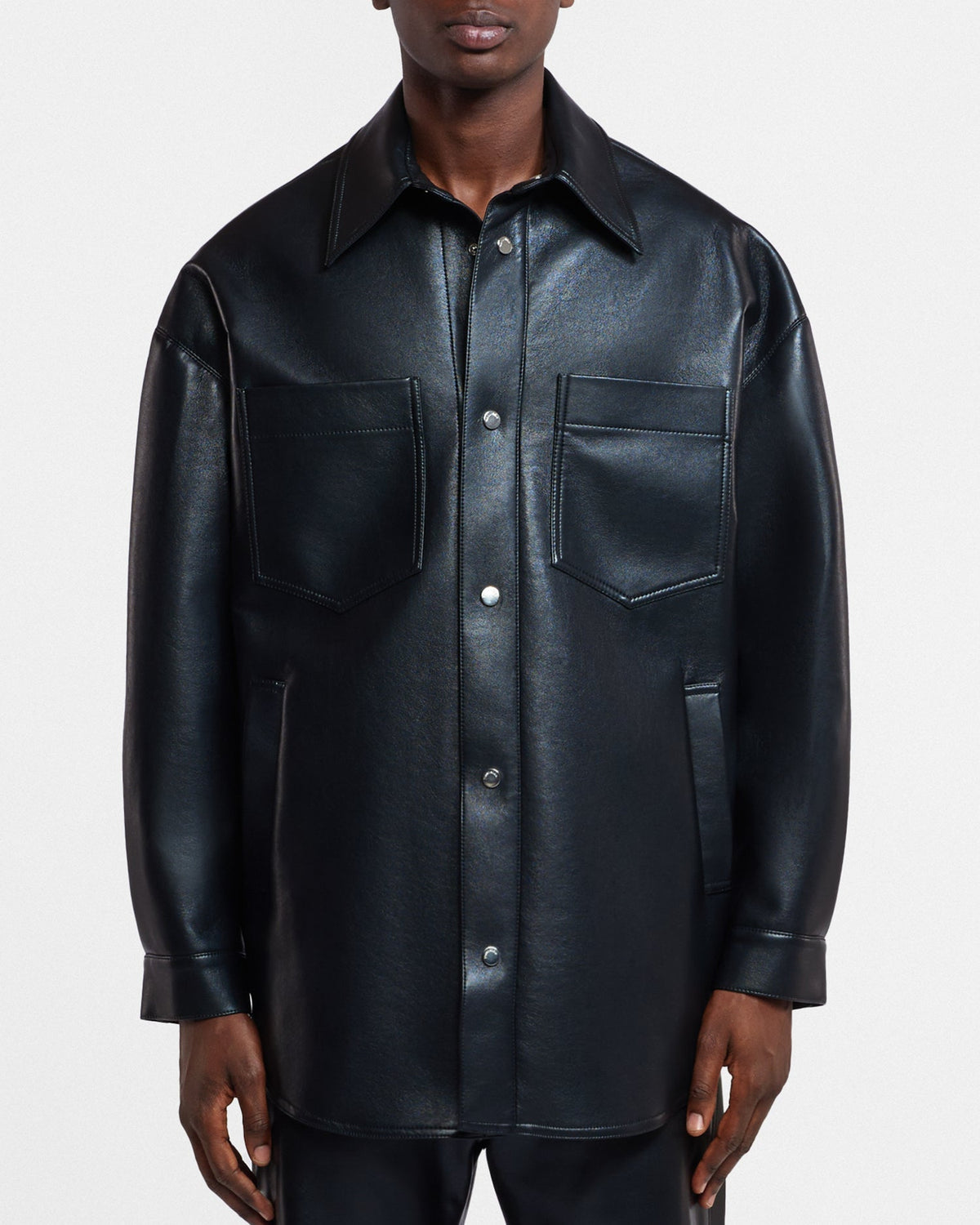 Martin Regenerated leather overshirt - Black | Nanushka