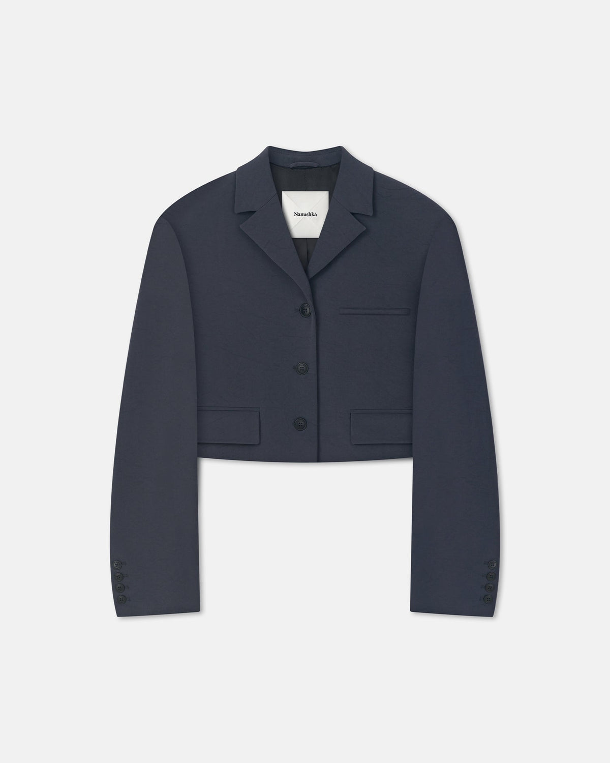 Sinead Cropped Paper Jersey Blazer - Dusty Blue | Nanushka