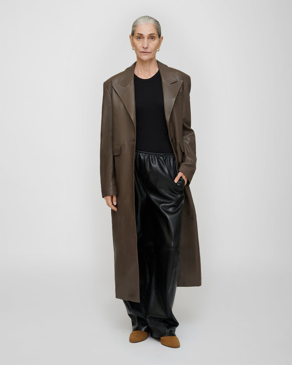 Inderjit Leather jacket - Dark Taupe | Nanushka