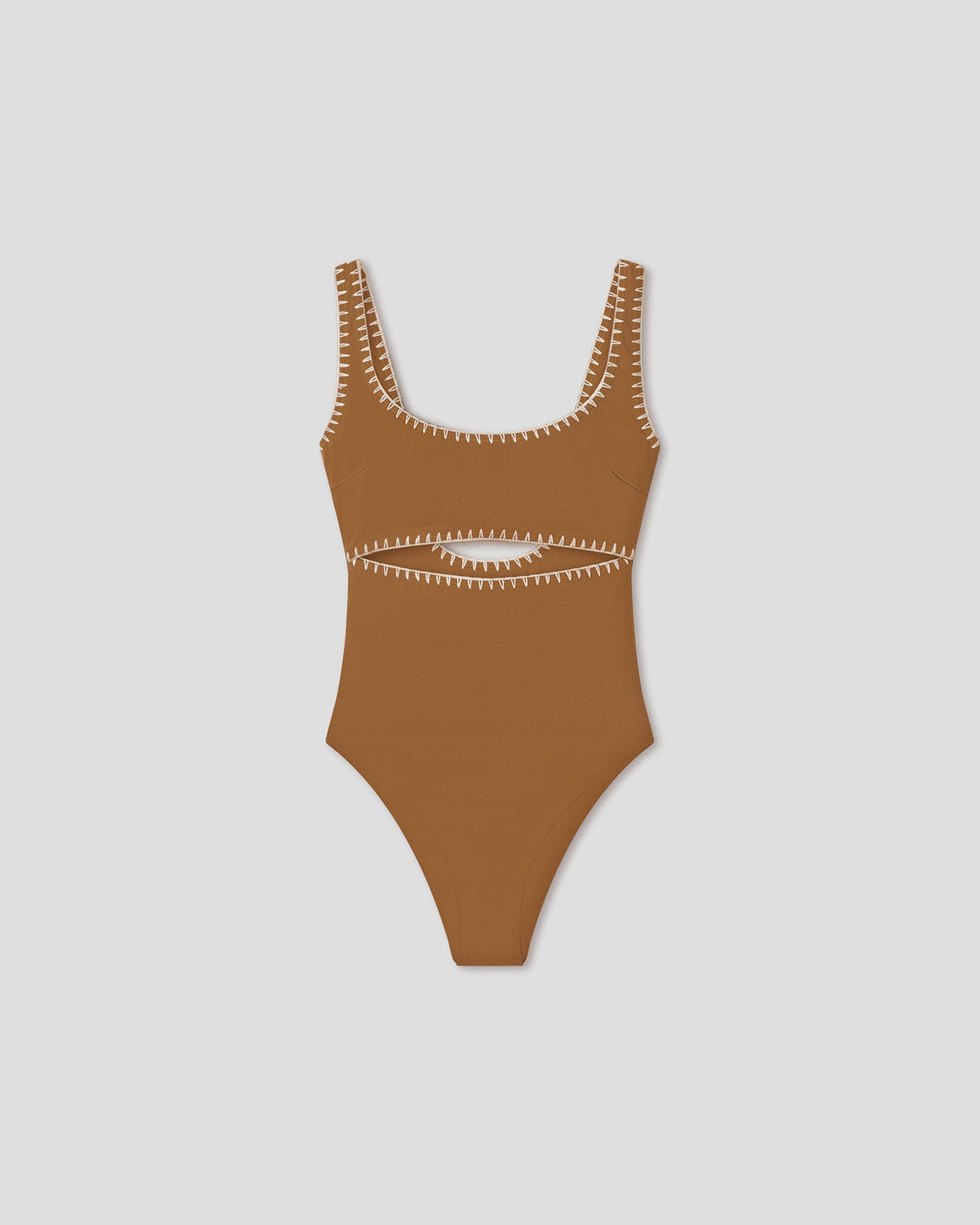 Sorena Recycled nylon swimsuit - Brown/Creme | Nanushka