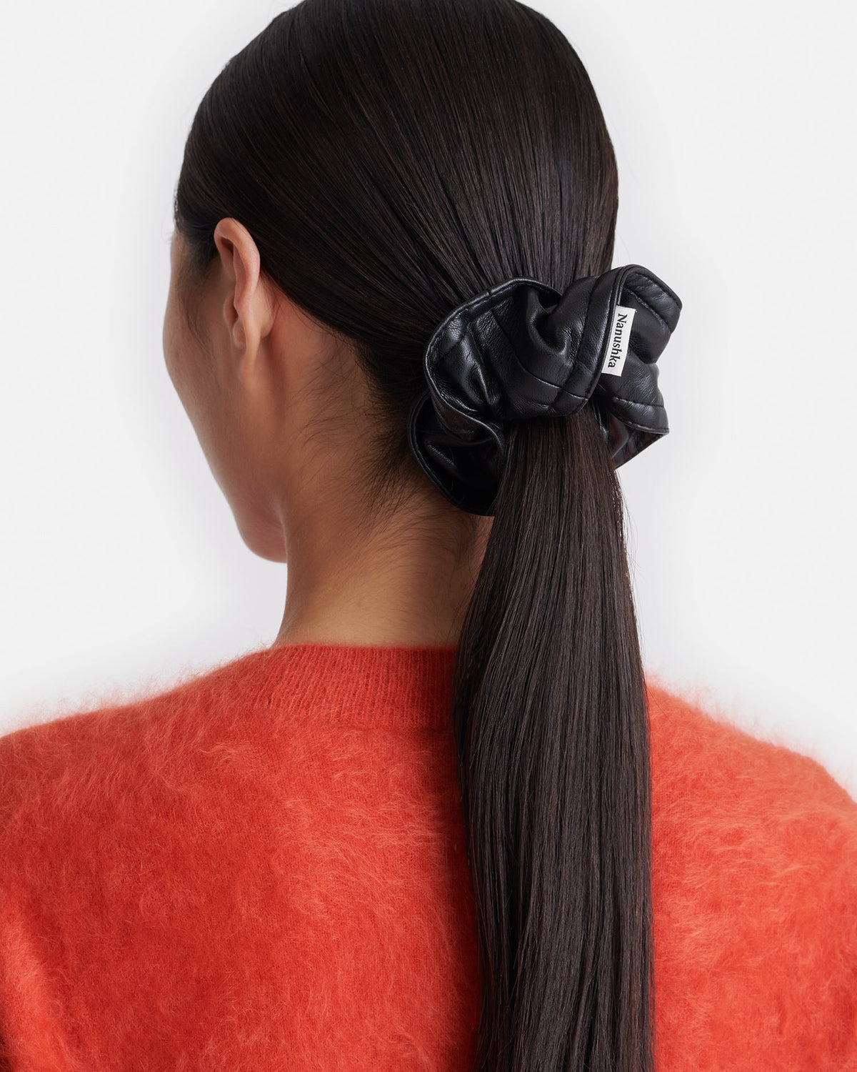 Trish Regenerated leather scrunchie - Black | Nanushka