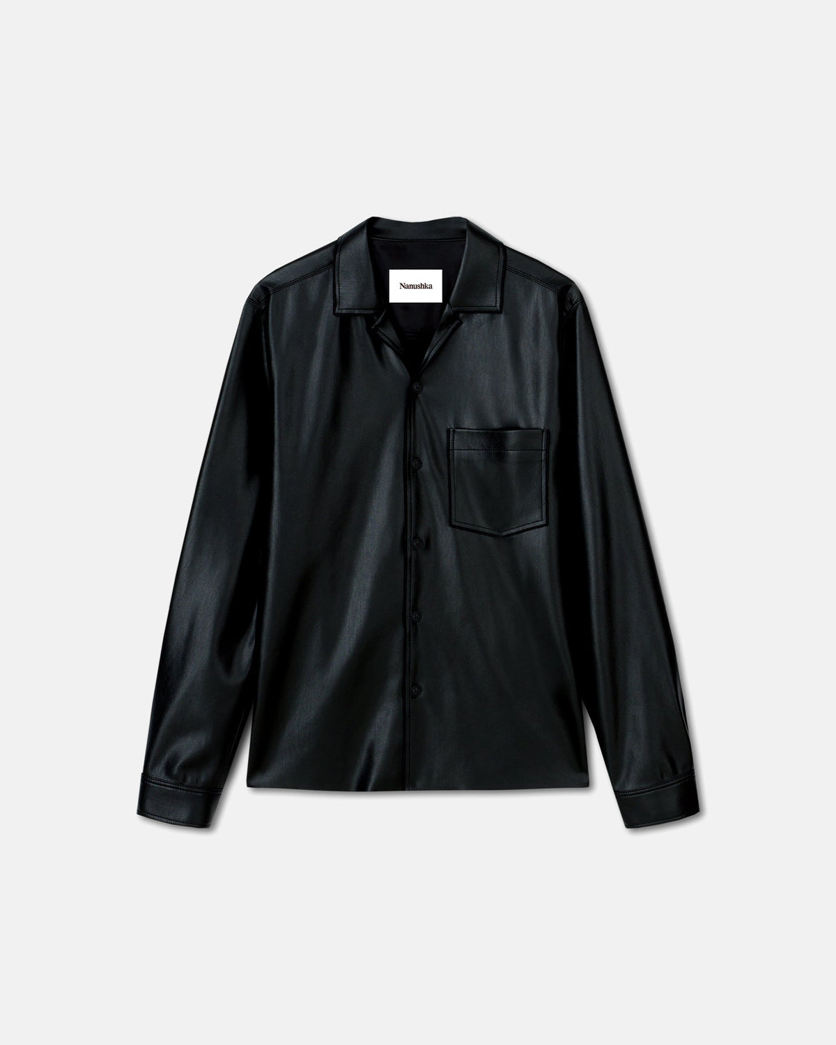 Duco Okobor™ Alt-Leather Long Sleeve Shirt - Black | Nanushka