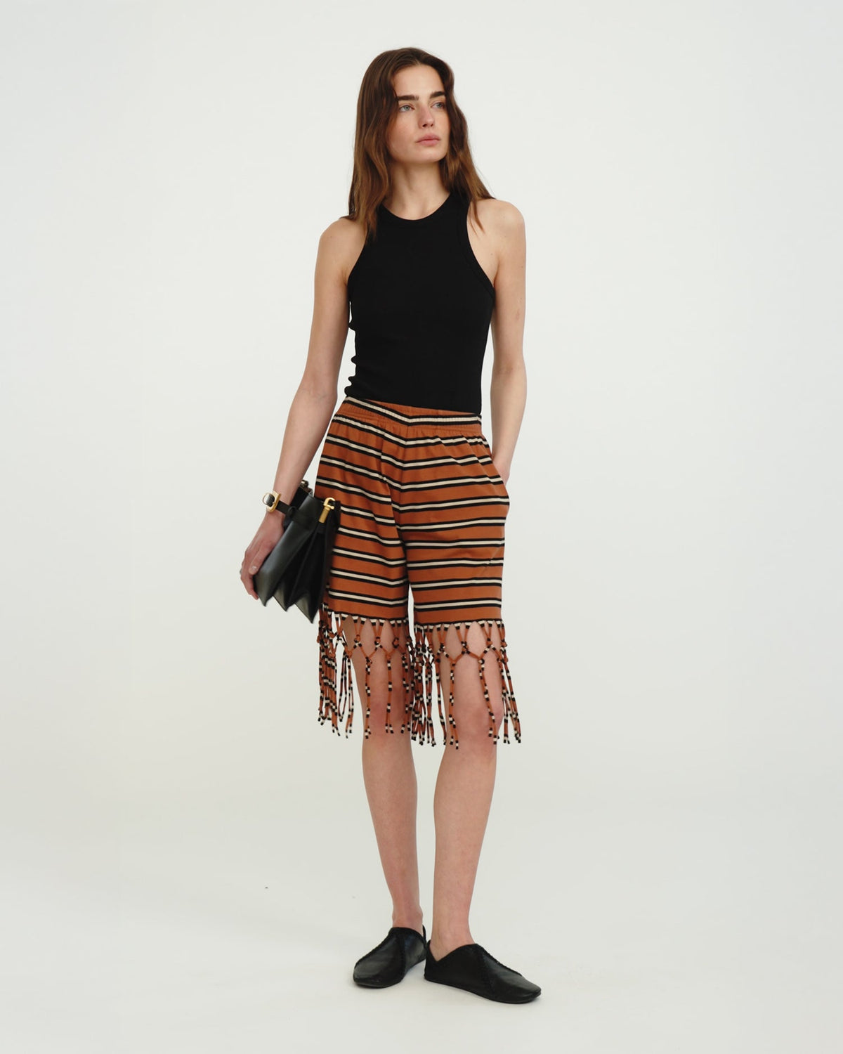 Analu Shorts - Tan/White/Black | Nanushka