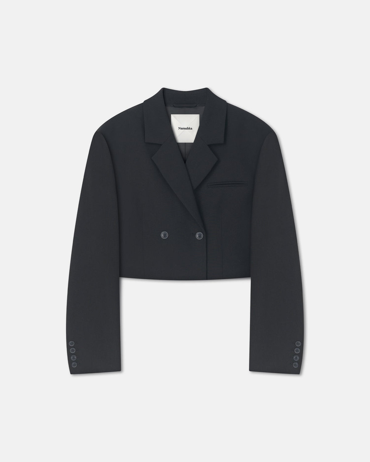Rony Cropped Crepe Twill Blazer - Black | Nanushka