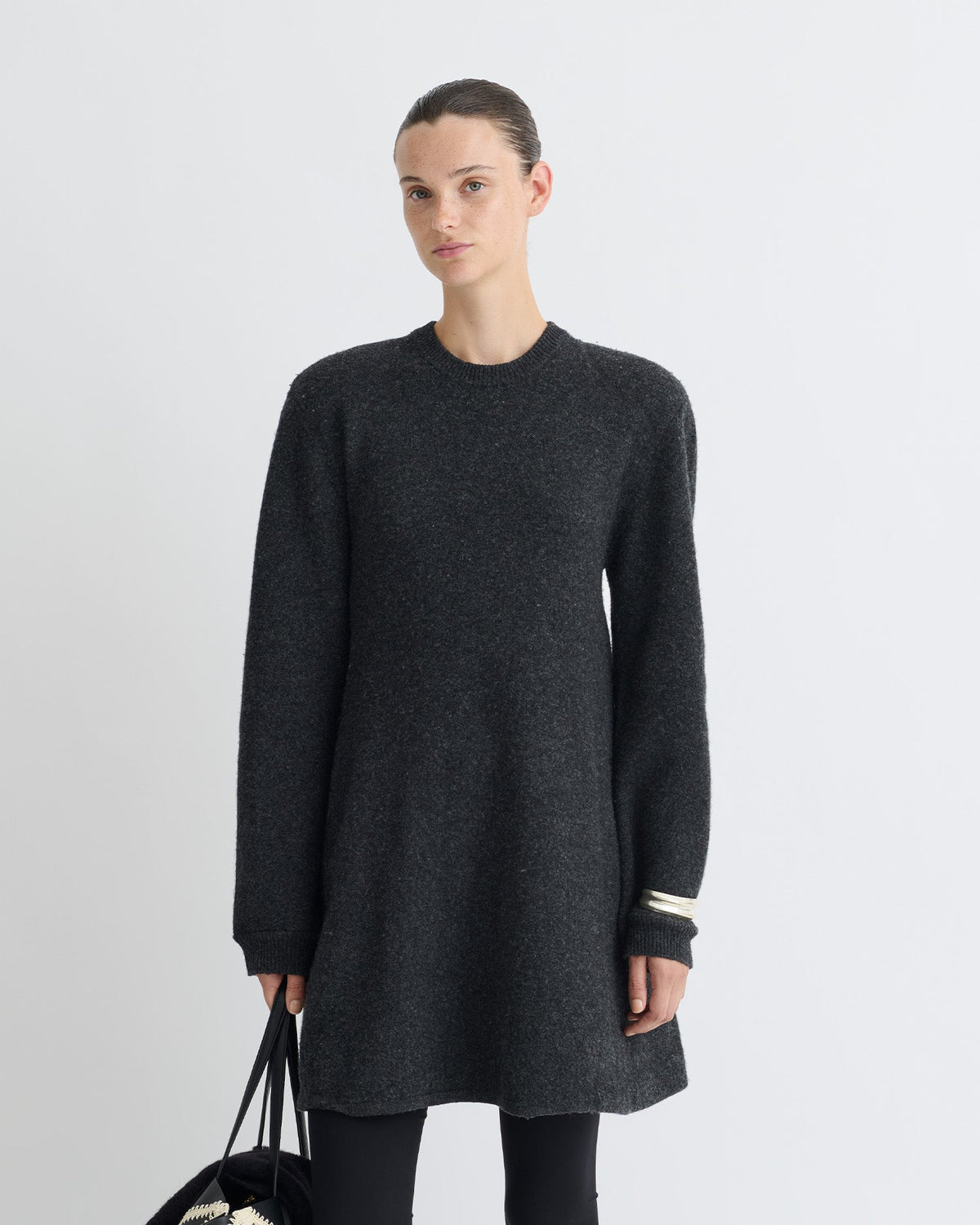 Yetta Overwashed Merino Mini Dress - Charcoal | Nanushka