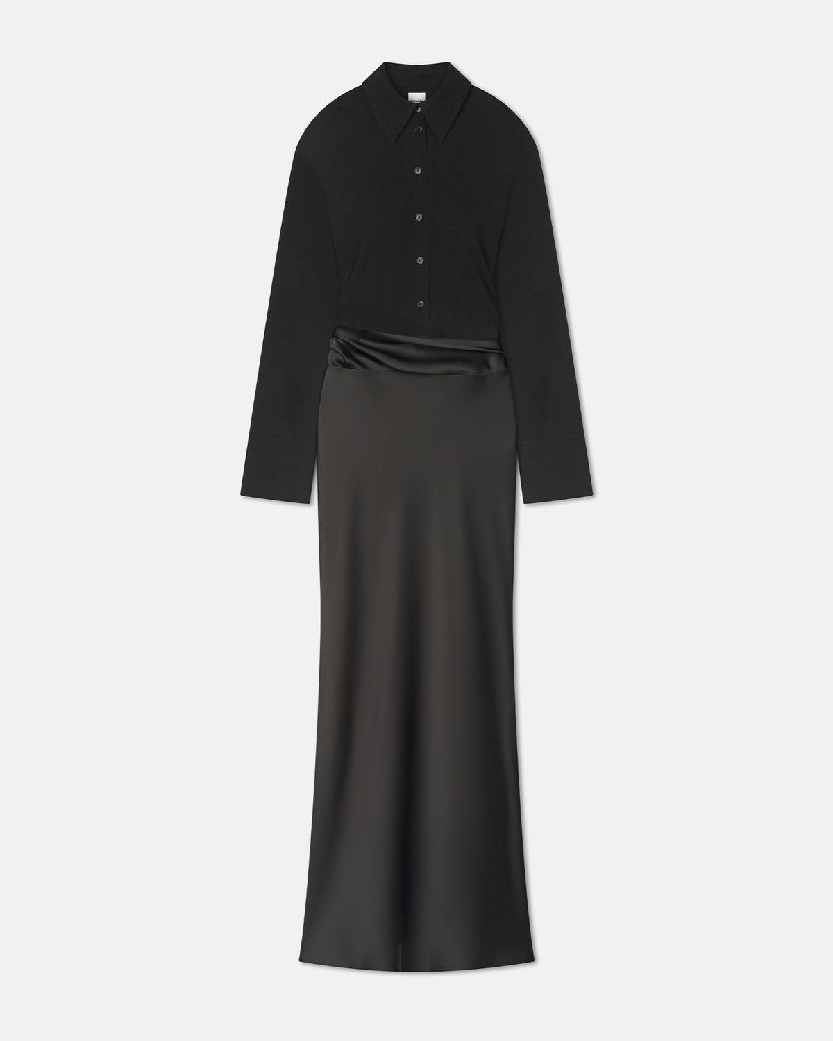 Scylla Mesh Jersey and Slip Satin Dress - Dark Green/Anthracite | Nanushka