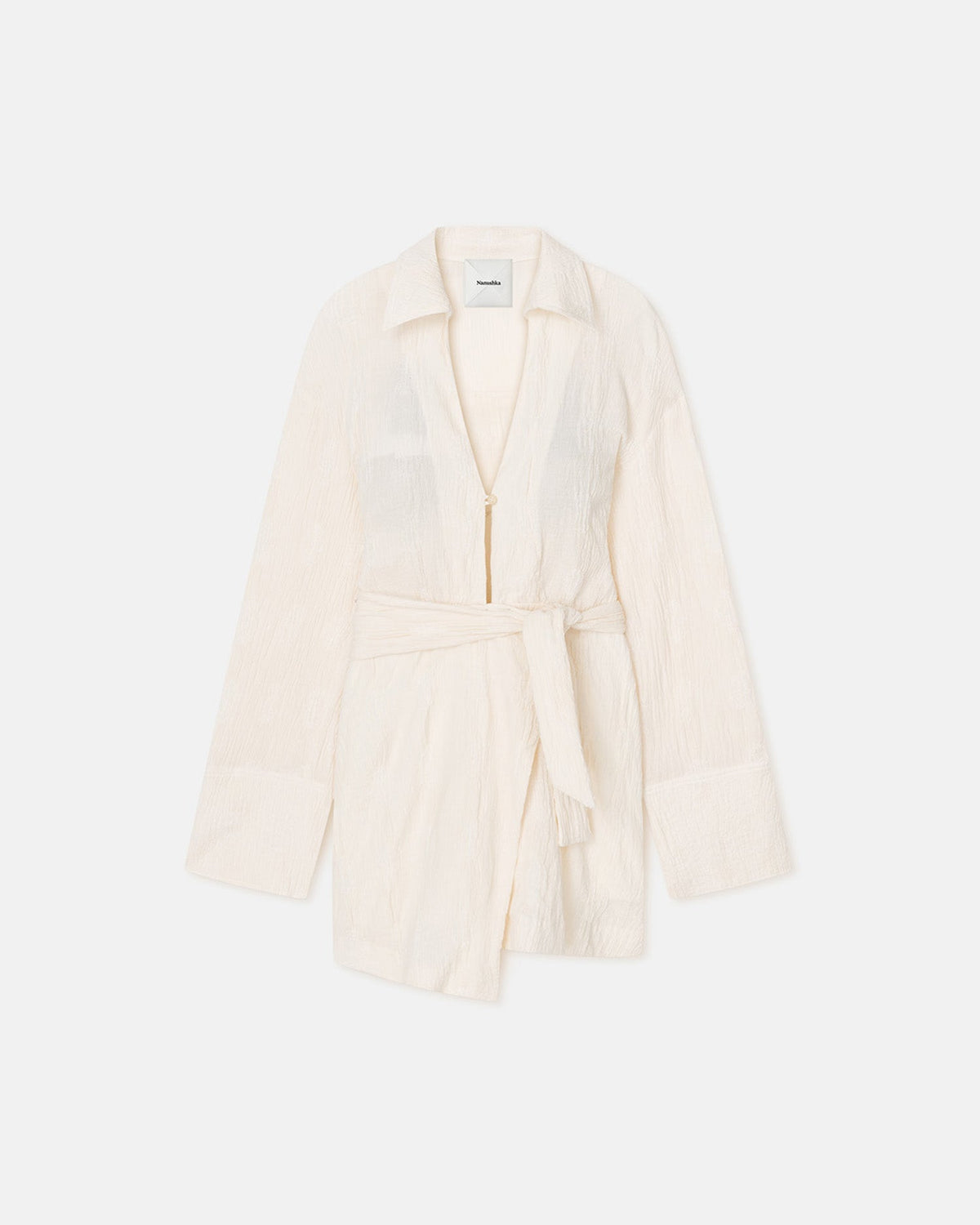 Yori Seersucker Gauze Shirt Dress - White | Nanushka
