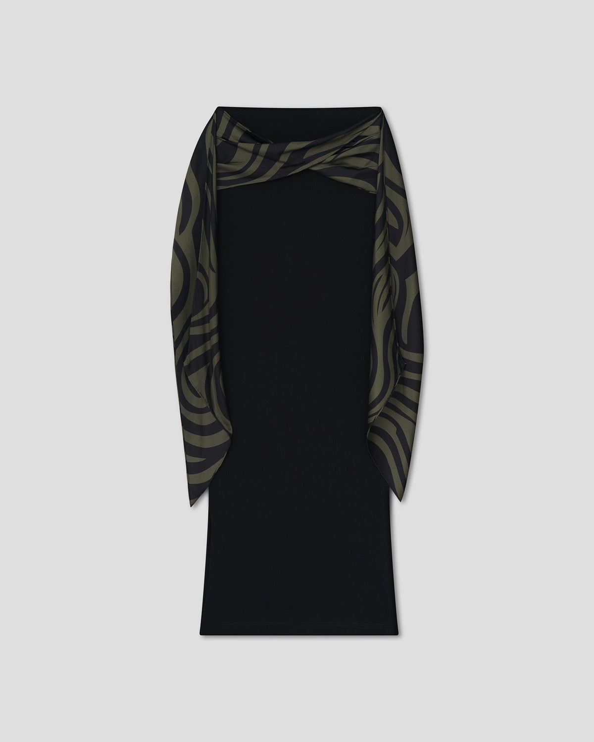 Maltha Midi skirt - Black/Midnight Green Swirl | Nanushka