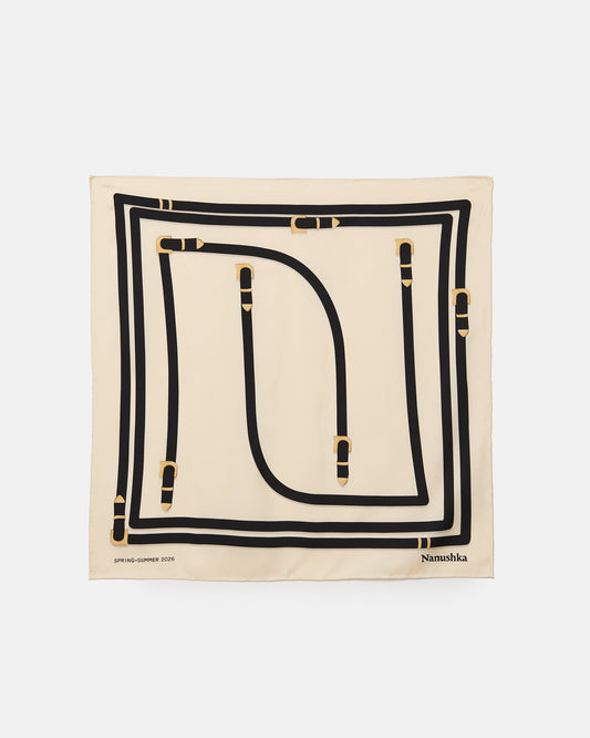 Shoul Silk scarf - Belt Monogram Creme | Nanushka