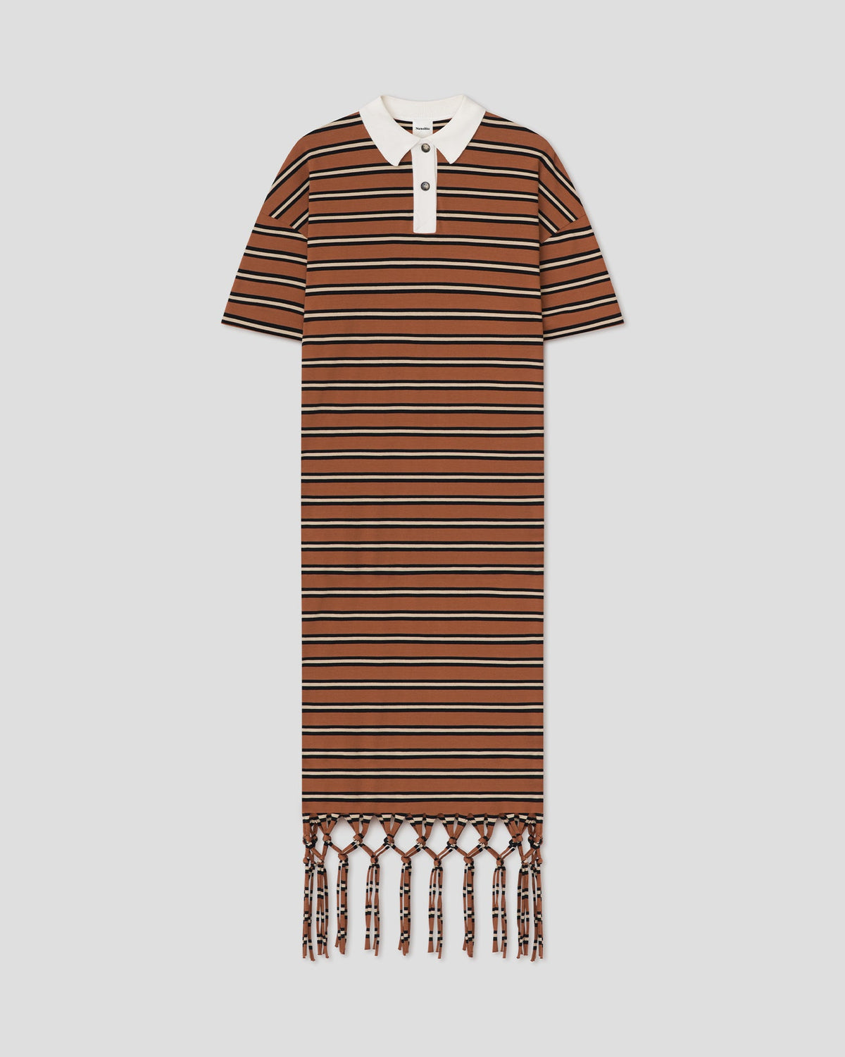 Farid Fringed maxi dress - Tan/White/Black | Nanushka