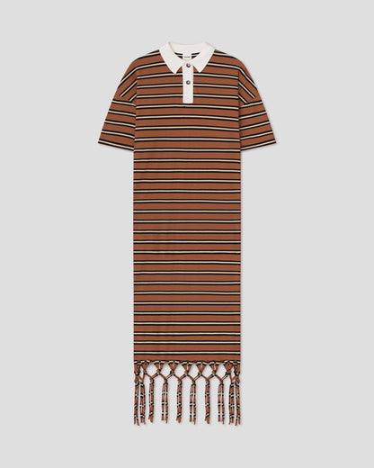 Farid Fringed maxi dress - Tan/White/Black | Nanushka