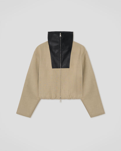 Alonza Funnel neck jacket - Stone/Black | Nanushka
