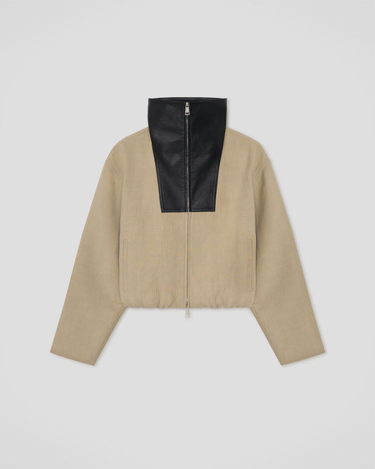 Alonza Funnel neck jacket - Stone/Black | Nanushka