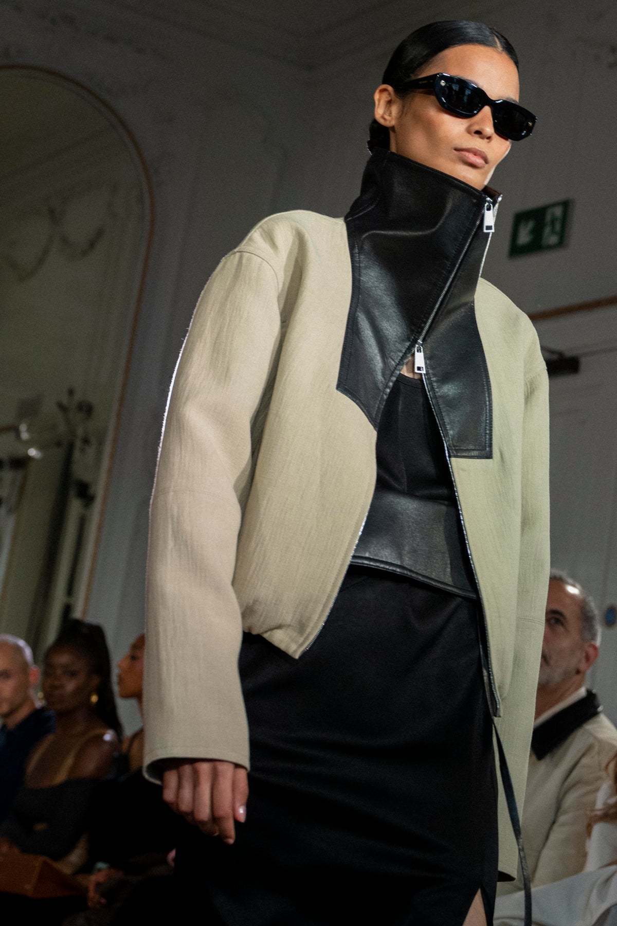 Alonza Funnel neck jacket - Stone/Black | Nanushka