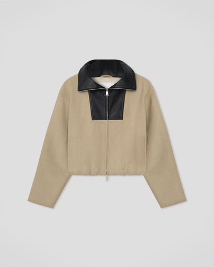 Alonza Funnel neck jacket - Stone/Black | Nanushka