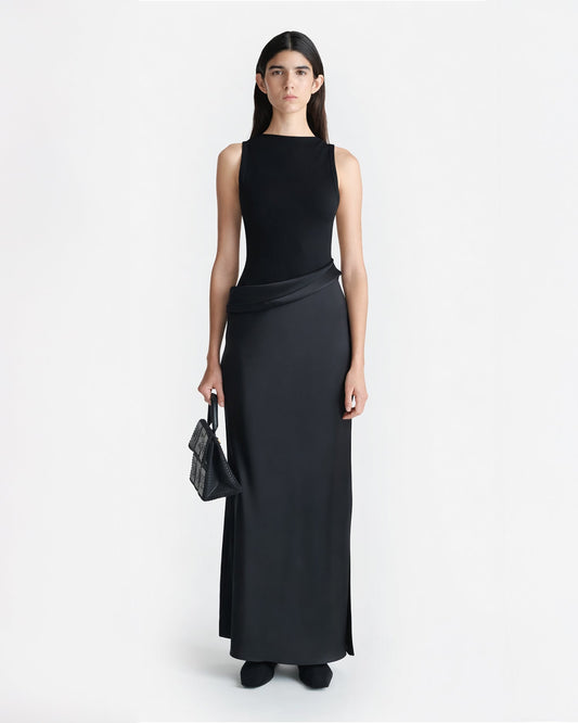 Cobee Long dress - Black/Black | Nanushka