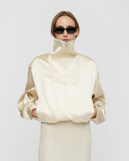 Alonza Funnel neck jacket - Creme | Nanushka