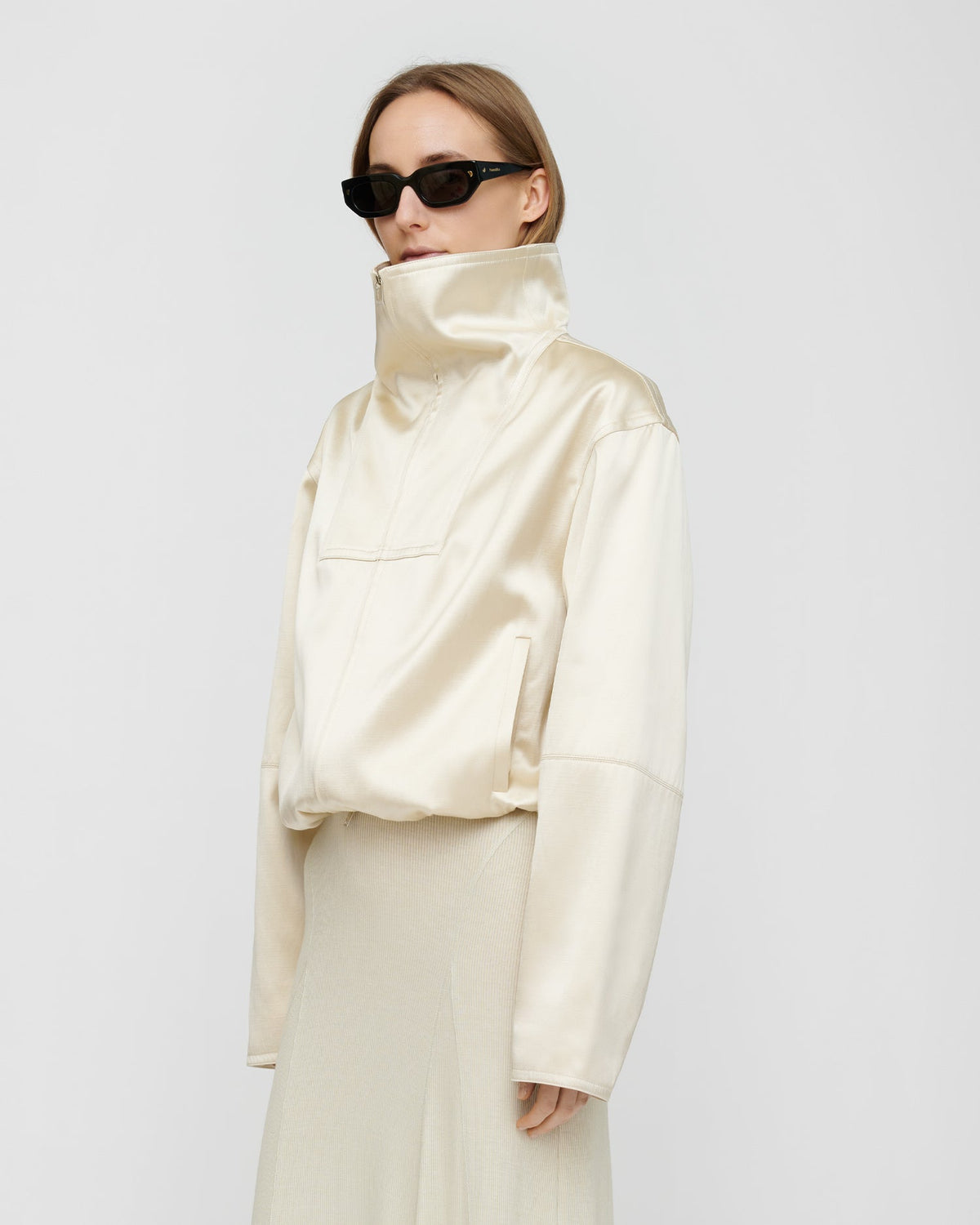 Alonza Funnel neck jacket - Creme | Nanushka