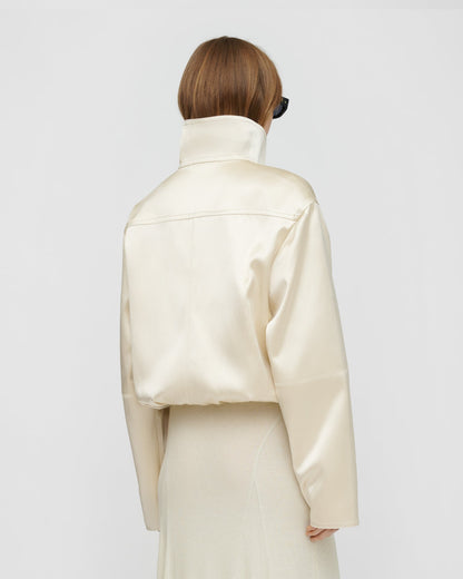 Alonza Funnel neck jacket - Creme | Nanushka
