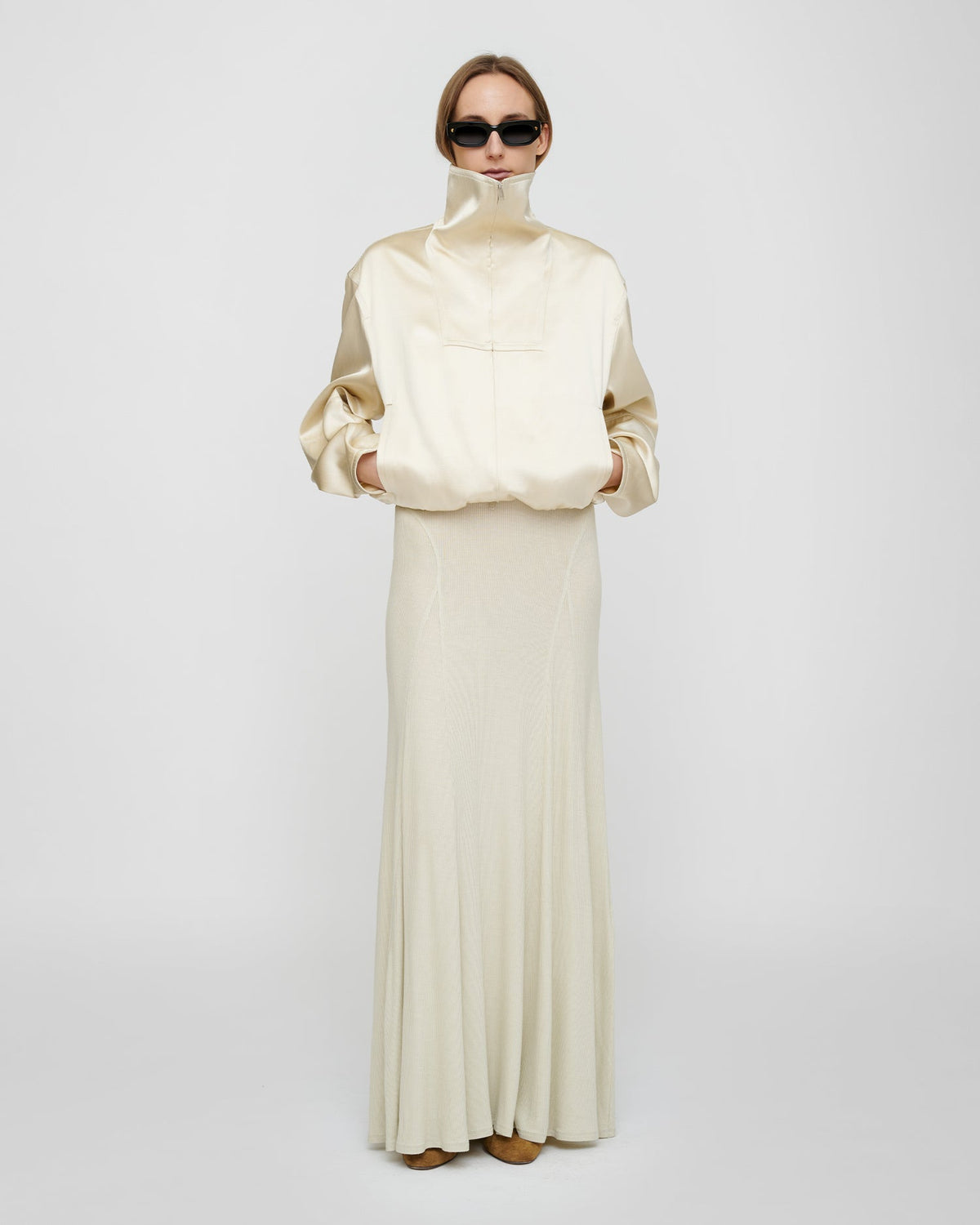 Alonza Funnel neck jacket - Creme | Nanushka