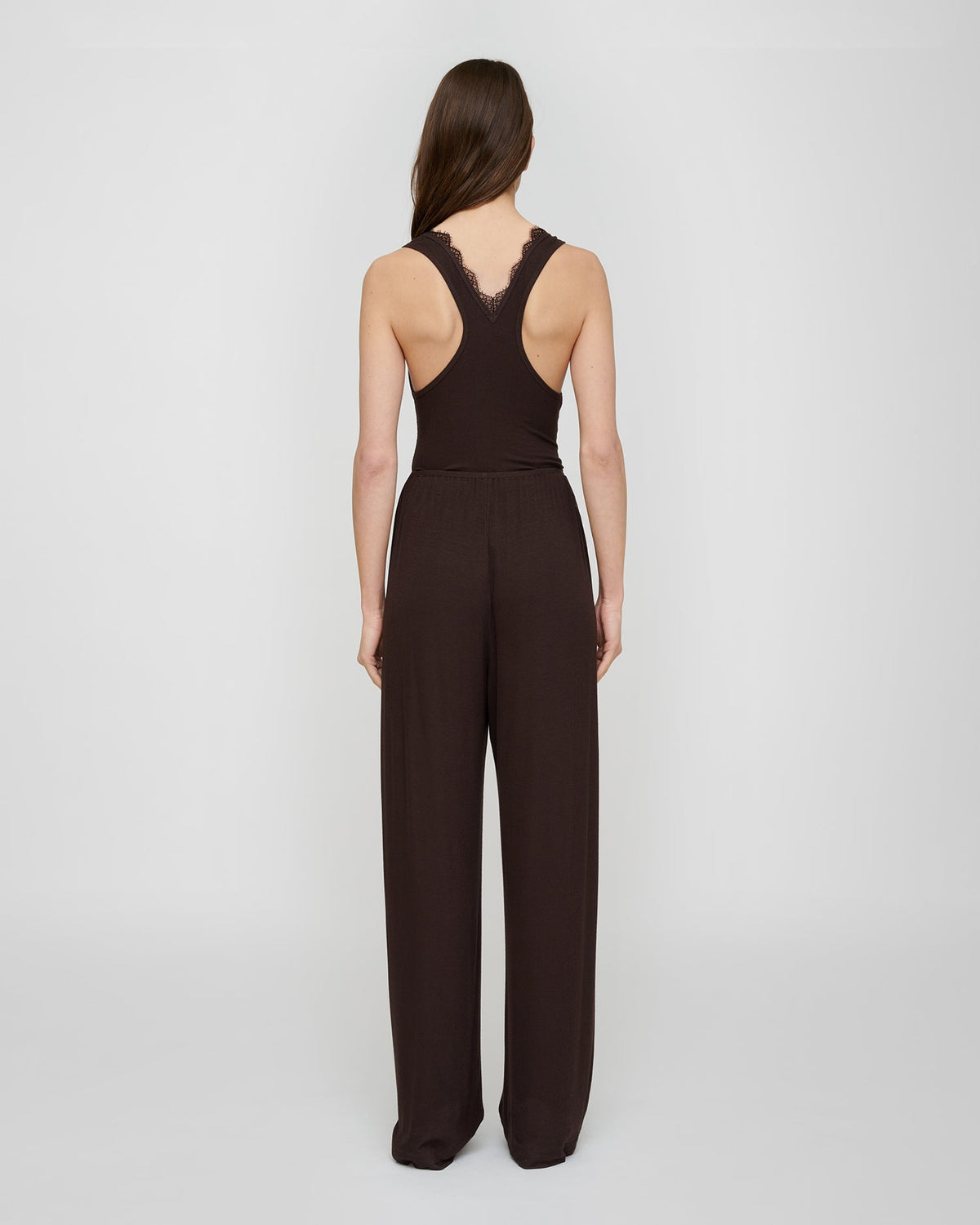 Siara Lace detail top - Dark Brown | Nanushka