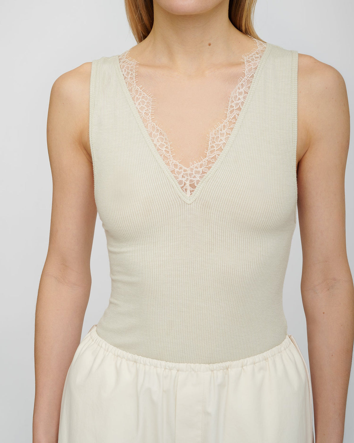 Siara Lace detail top - Tofu | Nanushka