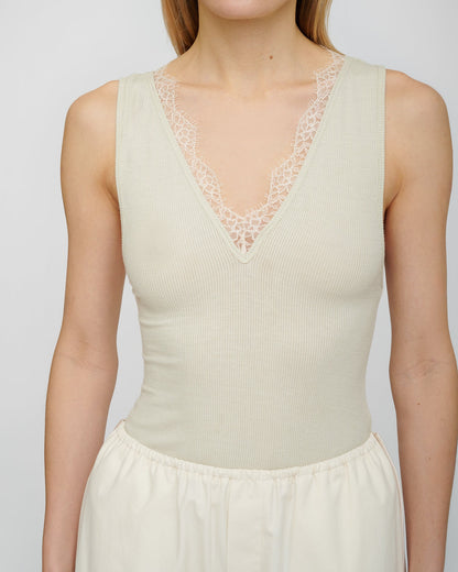 Siara Lace detail top - Tofu | Nanushka