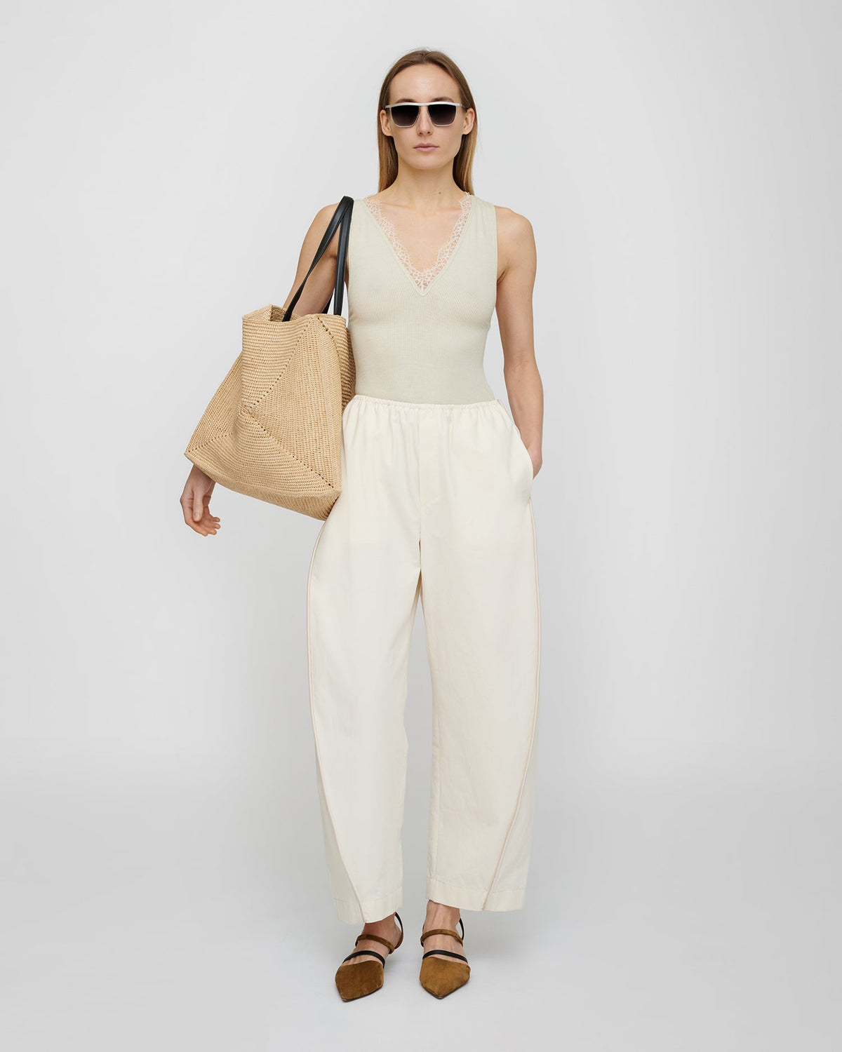 Siara Lace detail top - Tofu | Nanushka