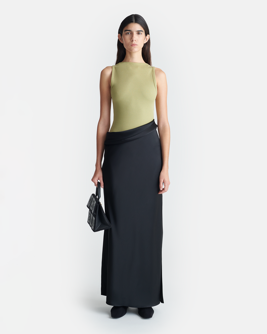 Cobee Long dress - Black/Olive Green | Nanushka