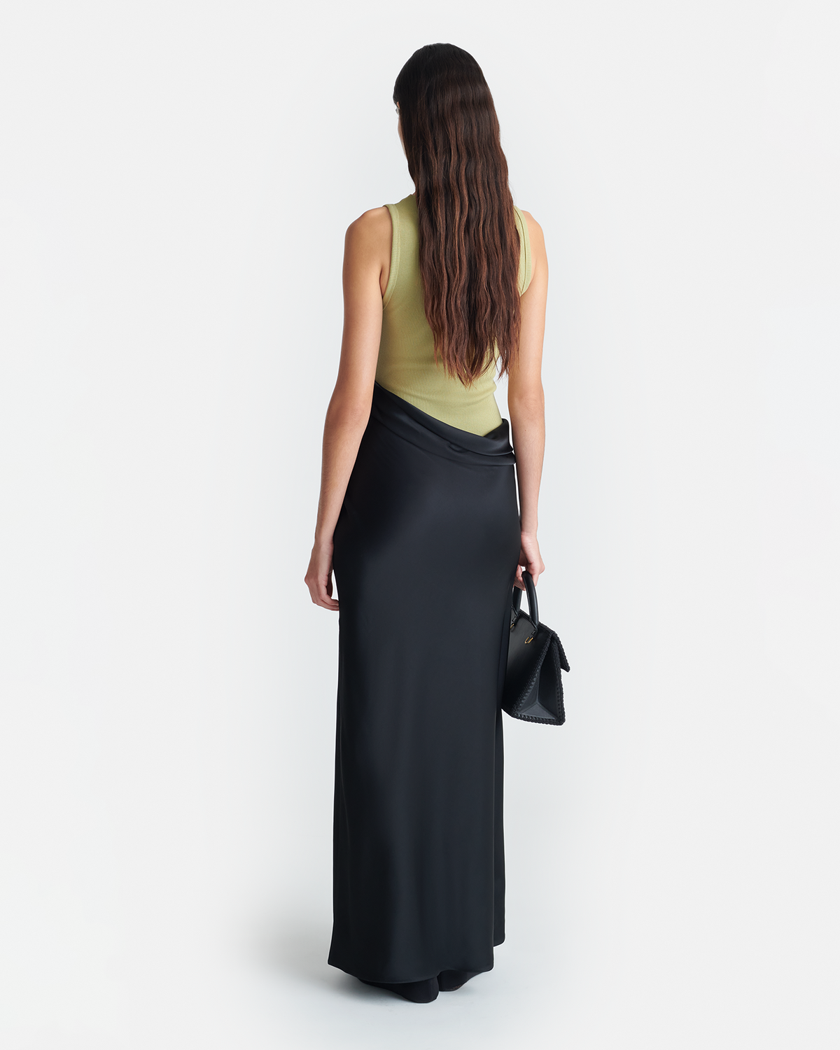 Cobee Long dress - Black/Olive Green | Nanushka