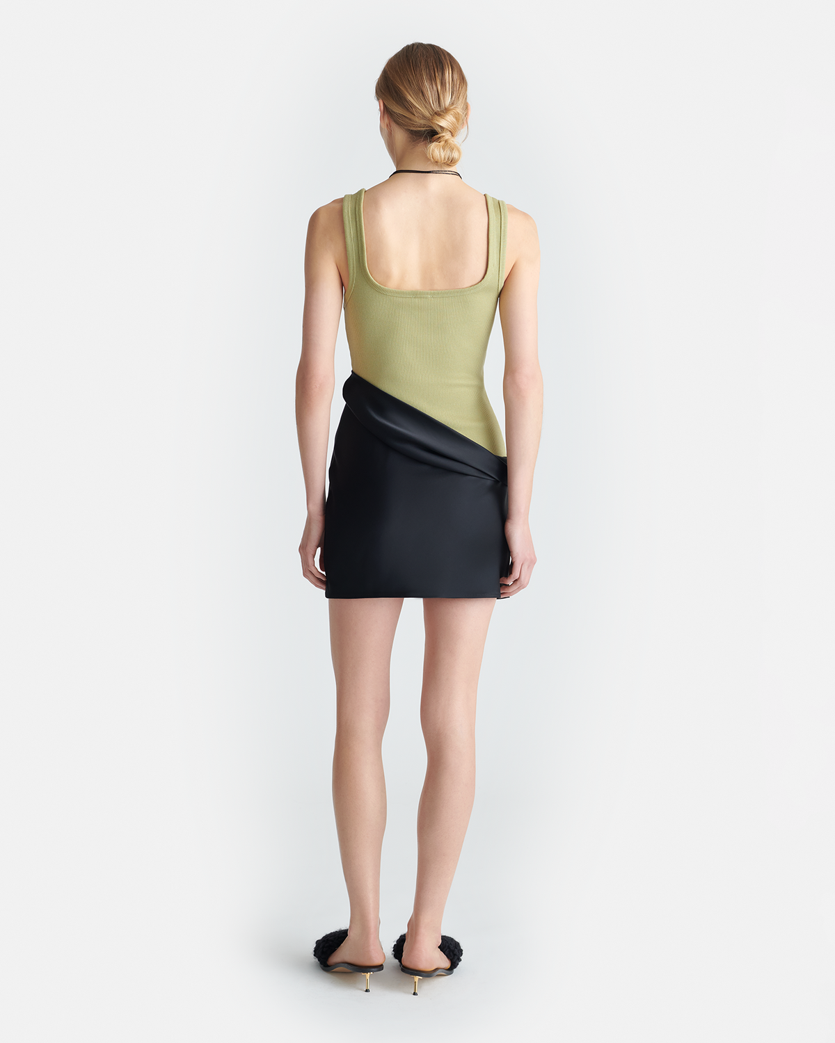 Marijn Mini dress - Black/Olive Green | Nanushka
