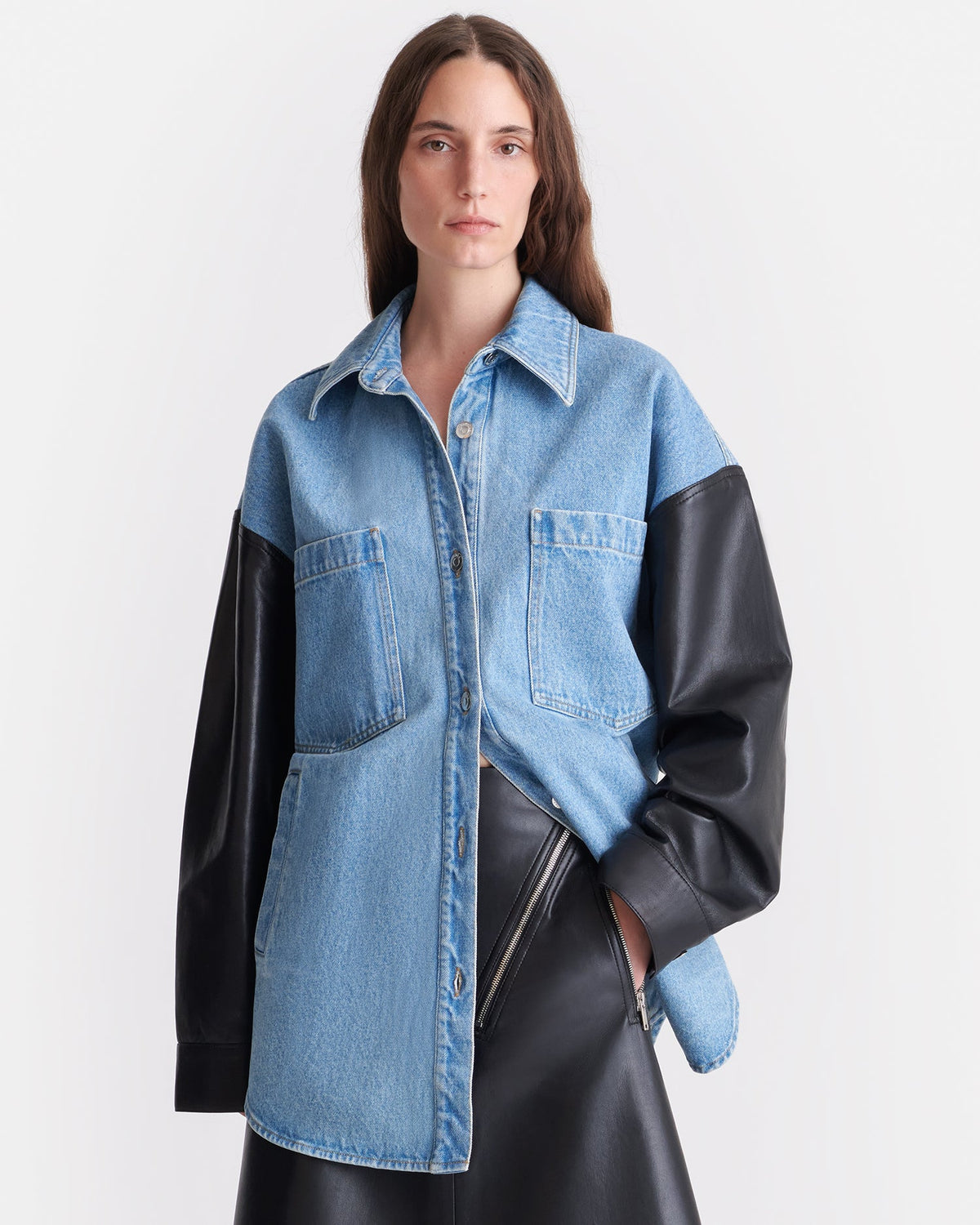 Zinnie Shirt - Mid Blue-Black | Nanushka