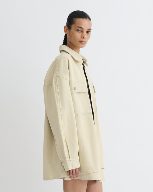 Mariann Oversized denim shirt - Beige | Nanushka