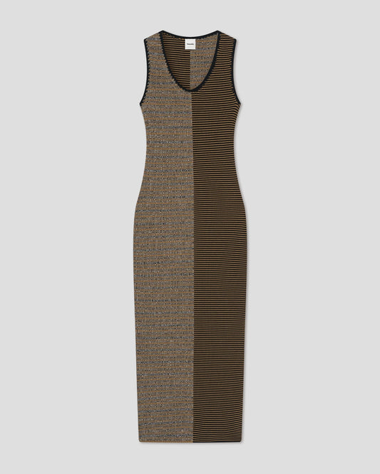 Amparo Midi dress - Curry Stripe/ Spacedye | Nanushka