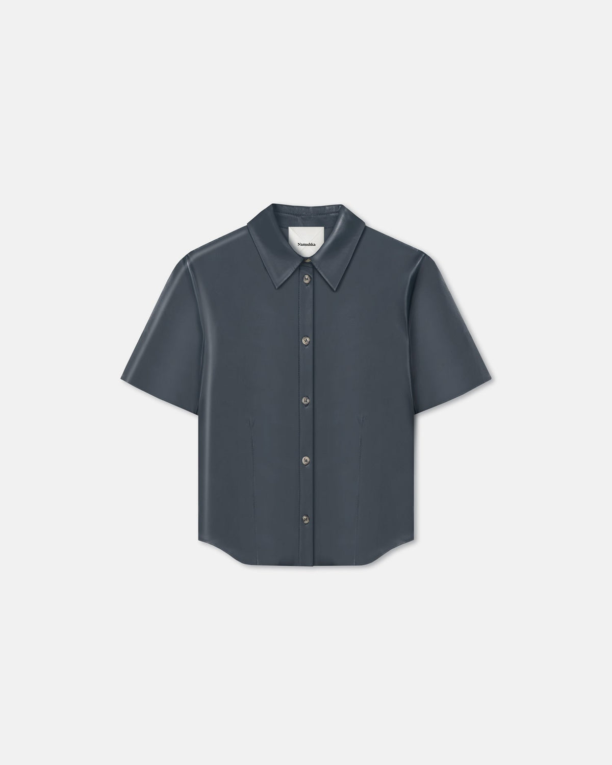 Clare Okobor™Alt-Leather Shirt - Steel Blue | Nanushka