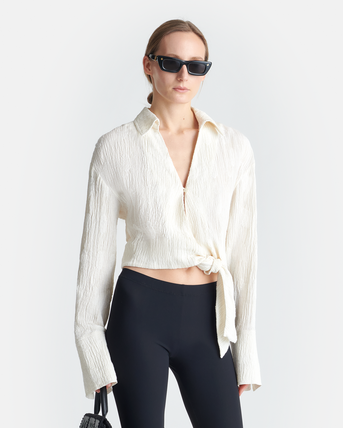 Enola Seersucker Gauze Shirt - White | Nanushka