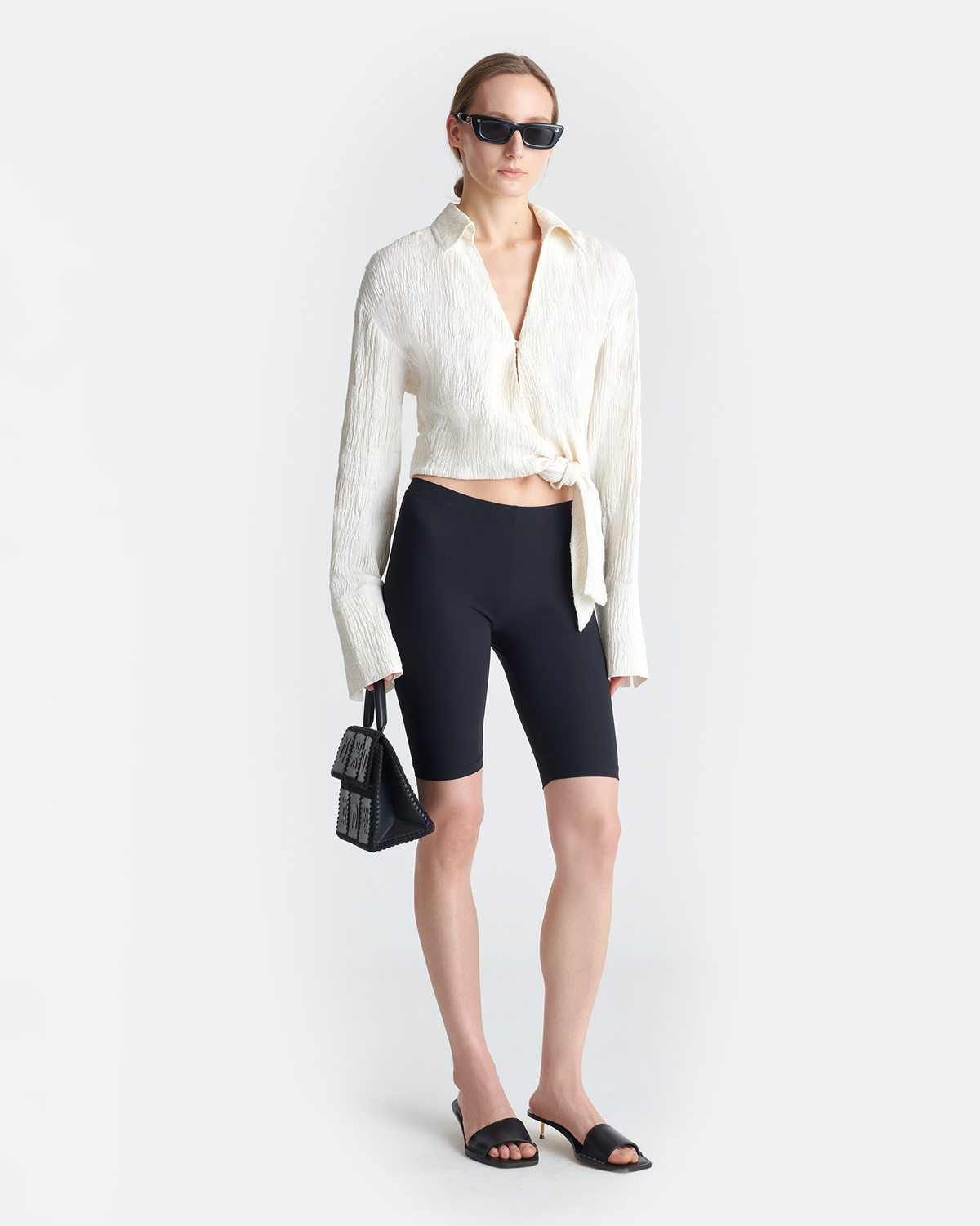 Enola Seersucker Gauze Shirt - White | Nanushka