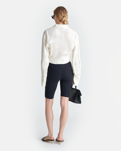 Enola Seersucker Gauze Shirt - White | Nanushka
