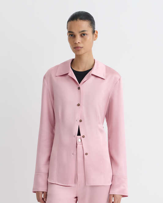 Nathalie Slip Satin Shirt - Pink | Nanushka