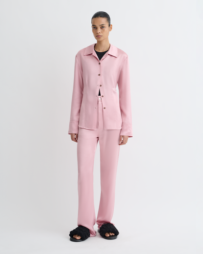 Nathalie Slip Satin Shirt - Pink | Nanushka