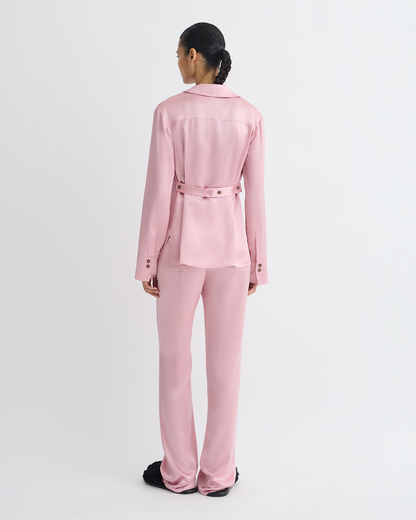 Nathalie Slip Satin Shirt - Pink | Nanushka