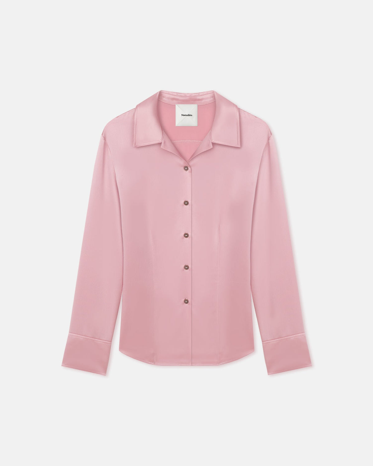 Nathalie Slip Satin Shirt - Pink | Nanushka