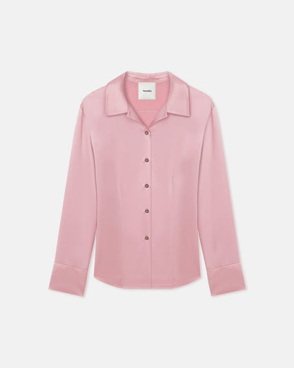 Nathalie Slip Satin Shirt - Pink | Nanushka