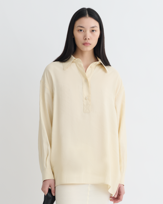 Linka Glass Poplin Shirt - Oat | Nanushka