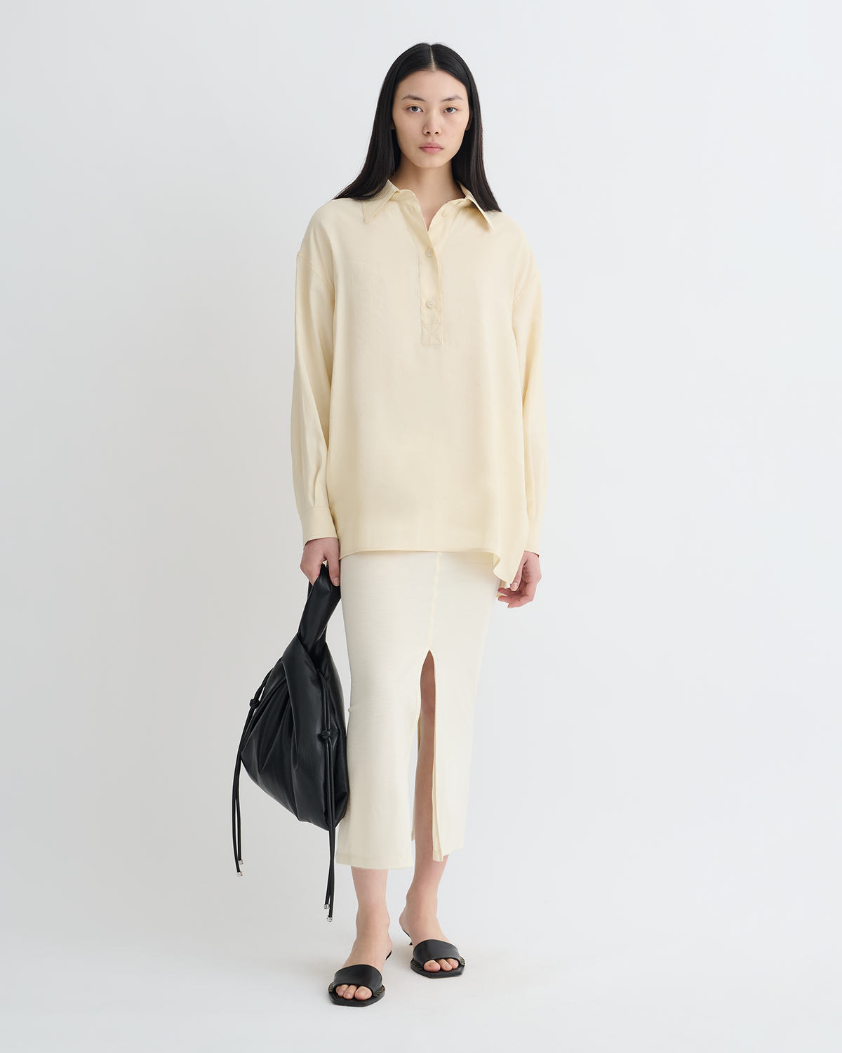Linka Glass Poplin Shirt - Oat | Nanushka