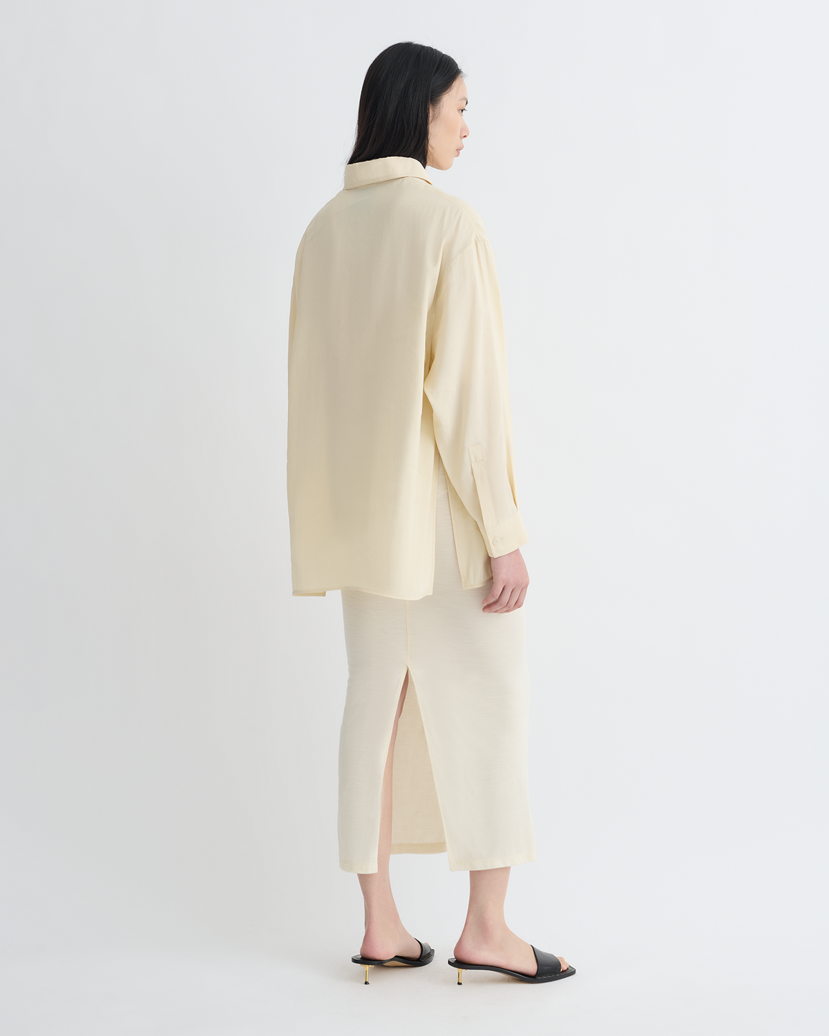 Linka Glass Poplin Shirt - Oat | Nanushka