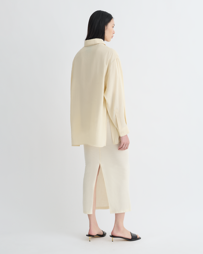 Linka Glass Poplin Shirt - Oat | Nanushka