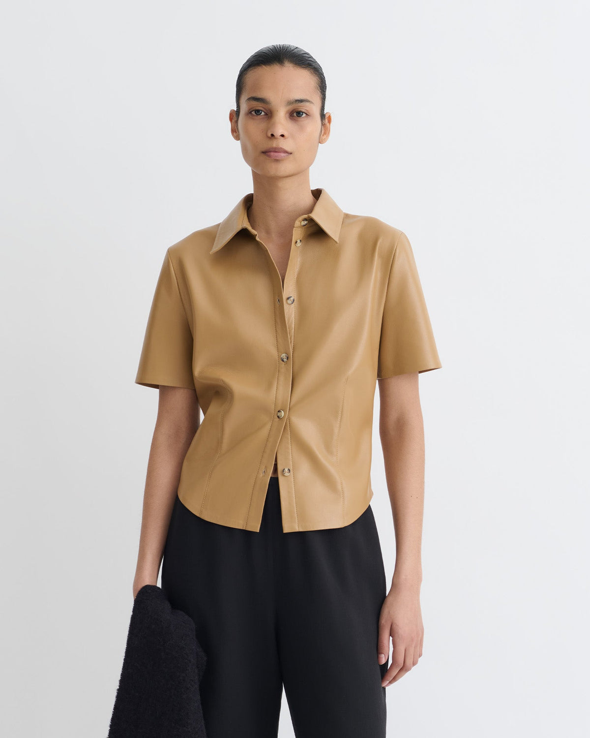 Clare Okobor™Alt-Leather Shirt - Oak | Nanushka