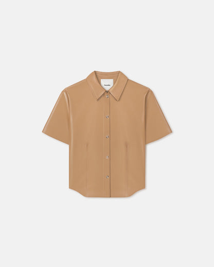 Clare Okobor™Alt-Leather Shirt - Oak | Nanushka